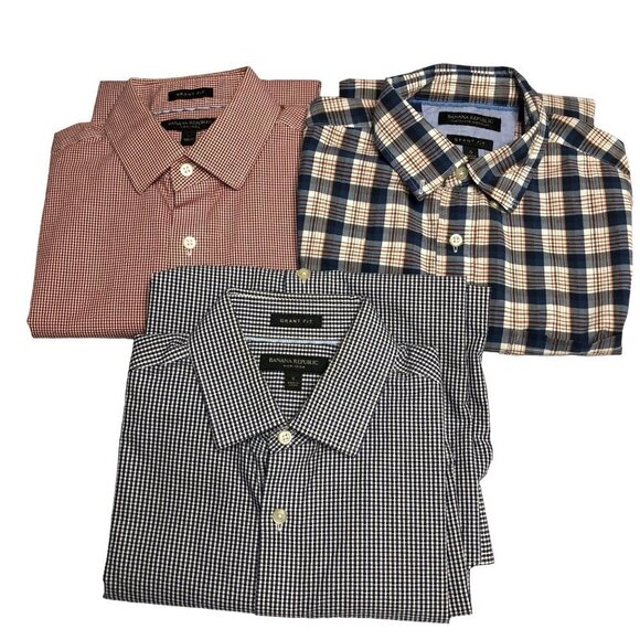 BANANA REPUBLIC MENS GRANT FIT LOT OF 3 LONG SLEEVE SHIRT SM - Picture 1 of 9